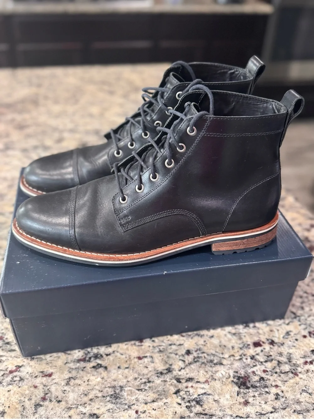 Men's Zind Nordstrom Black Leather Lace-Up Boots